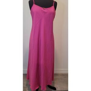 Natori Cruz Pink Slip Dress V-Neck Midi M/L Elegant Lingerie-Style EUC